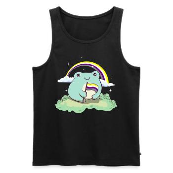Nicht-binäre Stolz Flagge Niedlicher Frosch Subtil - Männer Premium Bio Tank Top - Schwarz - Vorne - Michal (187cm)