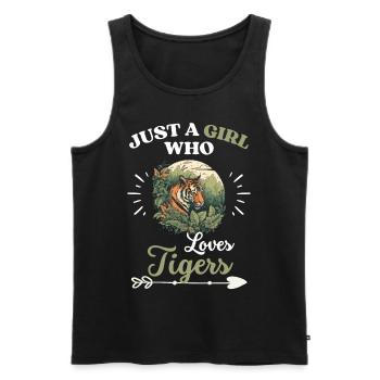 Zoo Tier Tiger Frauen Mädchen Geschenk Tiger - Männer Premium Bio Tank Top - Schwarz - Vorne - Michal (187cm)