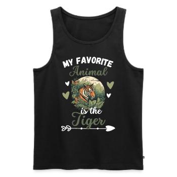 Tiger Geschenk Mein Lieblingstier ist der Tiger - Männer Premium Bio Tank Top - Schwarz - Vorne - Michal (187cm)
