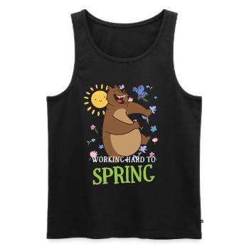 Travailler dur pour détester l’allergie printanière Spruch - Débardeur bio Premium Homme - noir - Devant - AI Model Male 178 light (178cm)