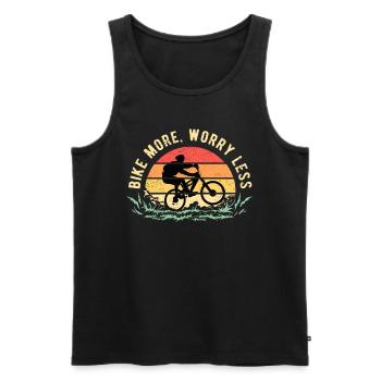 Vélo cycliste Vélo Plus de soucis Moins - Débardeur bio Premium Homme - noir - Devant - Michal (187cm)
