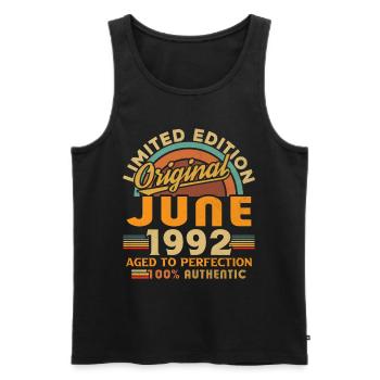 June 1992 Vintage Born in June 1992 Anniversary - Men's Premium Organic Tank Top - black - Front - Michal (187cm)