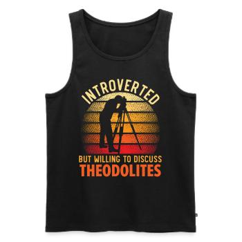 Introverti, mais prêt à parler des théodolites - Débardeur bio Premium Homme - noir - Devant - AI Model Male 178 light (178cm)