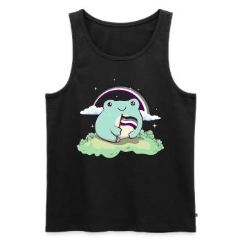 Asexual Pride Ace Flag Cute Frog Subtle LGBTQ - Männer Premium Bio Tank Top - Schwarz - Vorne - Michal (187cm)
