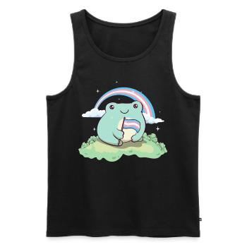 Transgender Pride Trans Flag Frog Subtle LGBTQ - Men's Premium Organic Tank Top - black - Front - AI Model Male 178 light (178cm)