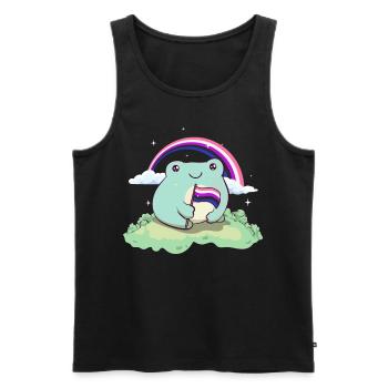 Genre Fluid Pride Flag Mignon Grenouille subtile LGB - Débardeur bio Premium Homme - noir - Devant - AI Model Male 178 light (178cm)