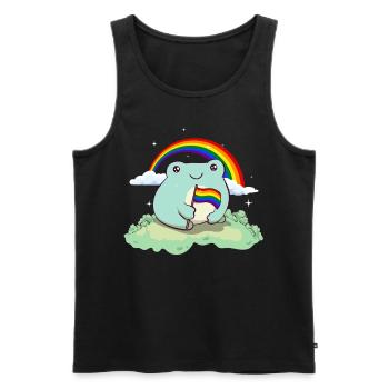 Gay Pride Rainbow Flag Mignonne Grenouille - Débardeur bio Premium Homme - noir - Devant - AI Model Male 178 light (178cm)