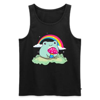 Pansexual Pride Pan Flag Cute Frog Mushroom Subtle - Männer Premium Bio Tank Top - Schwarz - Vorne - Michal (187cm)