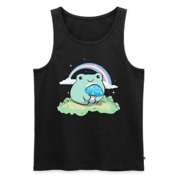 Transgender Pride Trans Flag Cute Frog P - Men's Premium Organic Tank Top - black - Front - AI Model Male 178 light (178cm)
