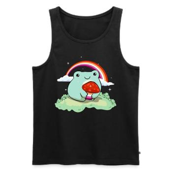 Lesben Stolz Flagge Netter Frosch Pilz Subtil LGBT - Männer Premium Bio Tank Top - Schwarz - Vorne - Michal (187cm)
