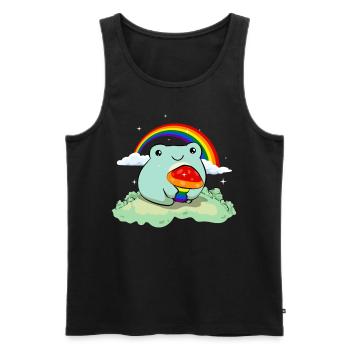 Gay Pride Rainbow Flag Mignonnes Grenouilles - Débardeur bio Premium Homme - noir - Devant - Michal (187cm)