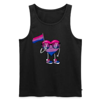 Bi Pride Bisexual Flag Cœur Subtil LGBTQ - Débardeur bio Premium Homme - noir - Devant - AI Model Male 178 light (178cm)