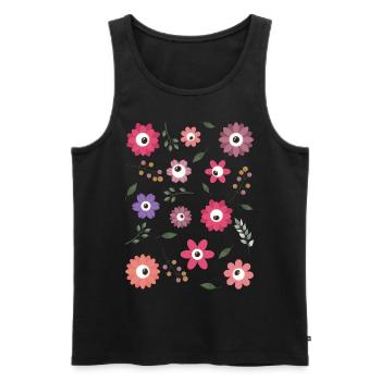 Weirdcore Aesthetic Floral Eyes Muster - Männer Premium Bio Tank Top - Schwarz - Vorne - AI Model Male 178 light (178cm)