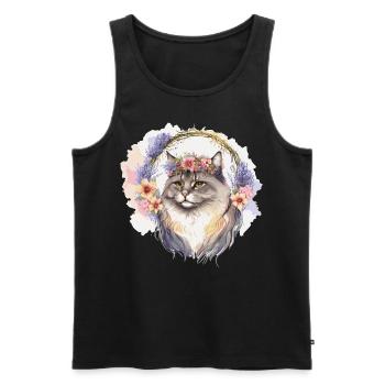 Cute Siberian Cat Flower Crown Cats Pet Kitten - Men's Premium Organic Tank Top - black - Front - Michal (187cm)