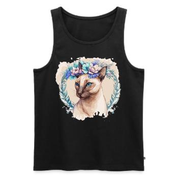 Mignon Siamese Cat Fleur Crown Cats Pet Kitten - Débardeur bio Premium Homme - noir - Devant - Michal (187cm)