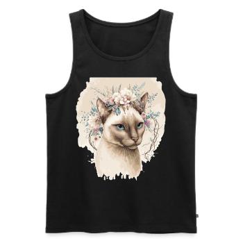 Mignon Siamese Cat Fleur Crown Cats Pet Kitten - Débardeur bio Premium Homme - noir - Devant - Michal (187cm)