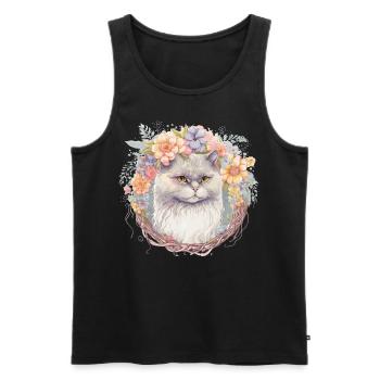 Cute Persian Cat Flower Crown Cats Pet Kitten - Männer Premium Bio Tank Top - Schwarz - Vorne - Michal (187cm)