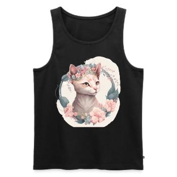 Mignon Singapura Cat Fleur Crown Cats Chaton de compagnie - Débardeur bio Premium Homme - noir - Devant - Michal (187cm)