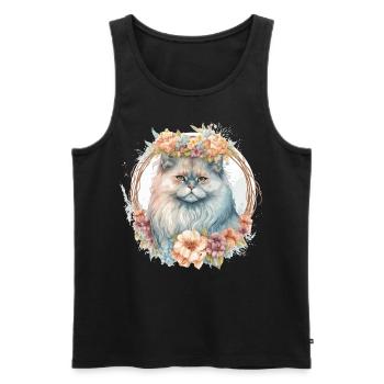 Cute Persian Cat Flower Crown Cats Pet Kitten - Männer Premium Bio Tank Top - Schwarz - Vorne - Michal (187cm)