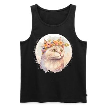 Cute Ragamuffin Cat Flower Crown Cats Pet Kitten - Men's Premium Organic Tank Top - black - Front - Michal (187cm)