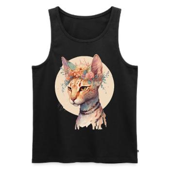 Mignon Ocicat Cat Fleur Couronne Chats Chaton Pet Chaton - Débardeur bio Premium Homme - noir - Devant - Michal (187cm)