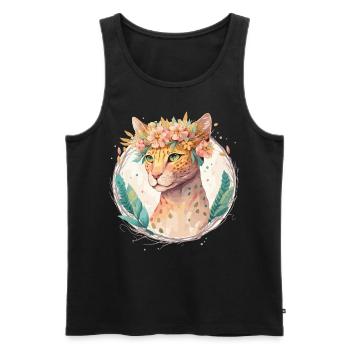 Mignon Ocicat Cat Fleur Couronne Chats Chaton Pet Chaton - Débardeur bio Premium Homme - noir - Devant - Michal (187cm)
