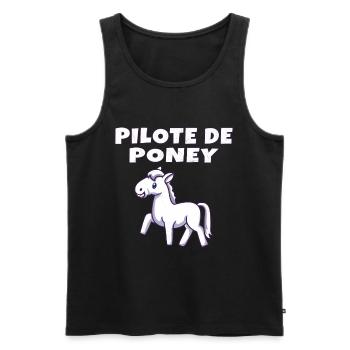 Pilote de poney - Débardeur bio Premium Homme - noir - Devant - Michal (187cm)