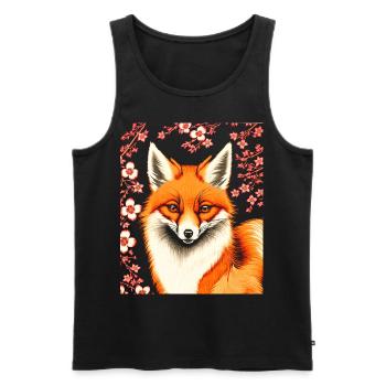 Renards Fleur de cerisier japonais Kitsune Renard - Débardeur bio Premium Homme - noir - Devant - Michal (187cm)