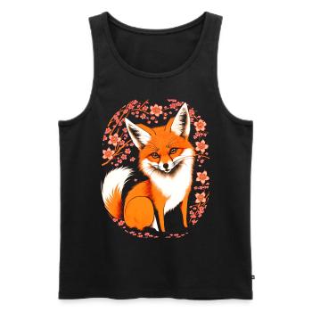 Renards Fleur de cerisier japonais Kitsune Renard - Débardeur bio Premium Homme - noir - Devant - Michal (187cm)