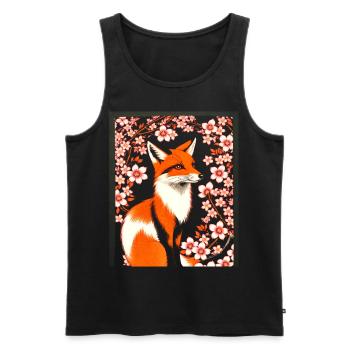 Renards Fleur de cerisier japonais Kitsune Renard - Débardeur bio Premium Homme - noir - Devant - Michal (187cm)