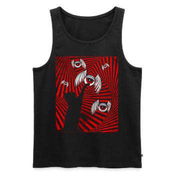 Weirdcore Aesthetic Schwarze Katze Augäpfel Flügel - Männer Premium Bio Tank Top - Schwarz - Vorne - Michal (187cm)