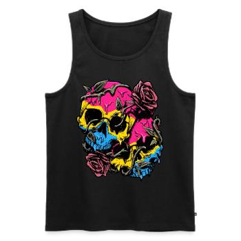 Pansexual Pride Pan Flag Skull Roses Subtil LGBTQ - Männer Premium Bio Tank Top - Schwarz - Vorne - Michal (187cm)