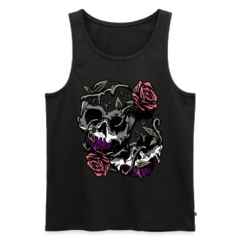 Asexual Pride Ace Flag Skull Roses Subtile LGBTQ - Männer Premium Bio Tank Top - Schwarz - Vorne - Michal (187cm)
