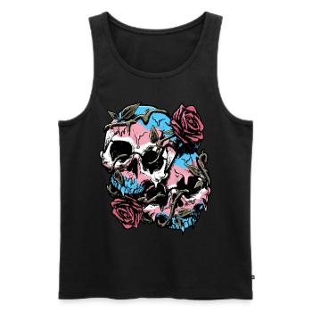 Transgender Pride Trans Flag Skull Roses Sub - Men's Premium Organic Tank Top - black - Front - AI Model Male 178 light (178cm)