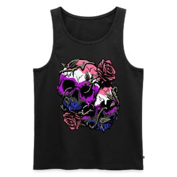 Genre Fluid Fierté Drapeau Crâne Roses Subtil LGB - Débardeur bio Premium Homme - noir - Devant - AI Model Male 178 light (178cm)
