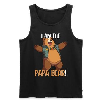 Papa Bear Cartoon Bear Design for Proud Fathers - Men's Premium Organic Tank Top - black - Front - Michal (187cm)
