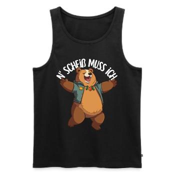 Bärenstarkes Bären-Design mit sarkastischem Spruch - Männer Premium Bio Tank Top - Schwarz - Vorne - Michal (187cm)