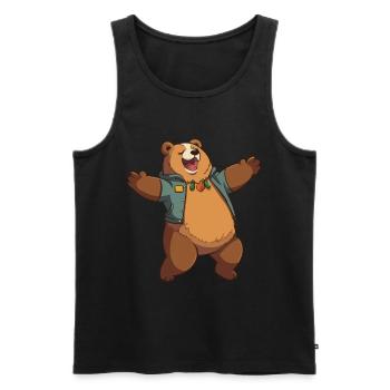 Mignon ours de dessin animé avec gilet dansant au printemps - Débardeur bio Premium Homme - noir - Devant - Michal (187cm)