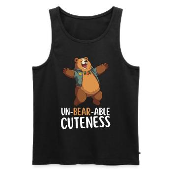"Un-Bear-Able Cuteness" - Lustiger Spruch mit Bär - Männer Premium Bio Tank Top - Schwarz - Vorne - Michal (187cm)