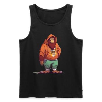 Streetart Orang-Utan Urban Rap Street Affe - Männer Premium Bio Tank Top - Schwarz - Vorne - Michal (187cm)