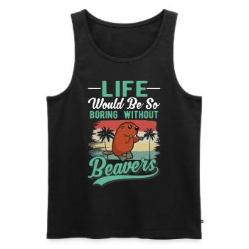 Biber Geschenk Biberdamm - Männer Premium Bio Tank Top - Schwarz - Vorne - Michal (187cm)