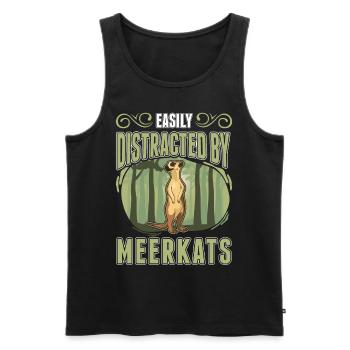 Easily distracted by Meerkat - Männer Premium Bio Tank Top - Schwarz - Vorne - Michal (187cm)