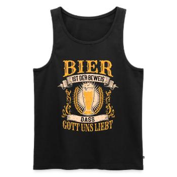 Bier Ist Der Beweis Dass Gott Uns Liebt - Männer Premium Bio Tank Top - Schwarz - Vorne - AI Model Male 178 light (178cm)