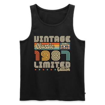 1987 Vintage Born in 1987 Birthday Gift - Men's Premium Organic Tank Top - black - Front - Michal (187cm)