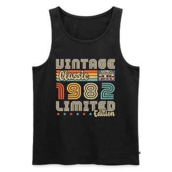 Vintage 1982 Retro Birthday Gift 1982 - Men's Premium Organic Tank Top - black - Front - Michal (187cm)