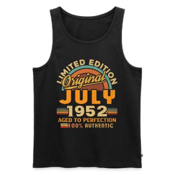 Born: July 1952, Birthday: July 1952 - Men's Premium Organic Tank Top - black - Front - Michal (187cm)