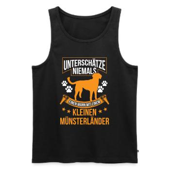 Mann mit Kleiner Münsterländer - Männer Premium Bio Tank Top - Schwarz - Vorne - AI Model Male 178 light (178cm)