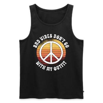Hippie Peace Zeichen Frieden Blumen Blumenkind - Männer Premium Bio Tank Top - Schwarz - Vorne - AI Model Male 178 light (178cm)