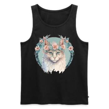 Cute LaPerm Cat Flower Crown Cats Pet Kitten - Men's Premium Organic Tank Top - black - Front - Michal (187cm)