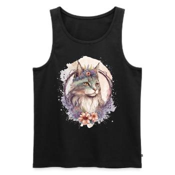 Cute Maine Coon Cat Flower Crown Cats Pet Kitten - Men's Premium Organic Tank Top - black - Front - Michal (187cm)